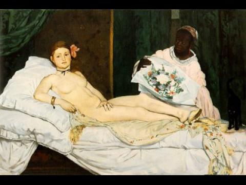 Manet. Modelo con gato negro
