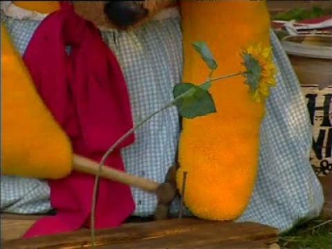 Bamse kigger i sin huskebog, om dengang han lavede sit skæve bord, og da Aske reddede ham fra en farlig 'slange'