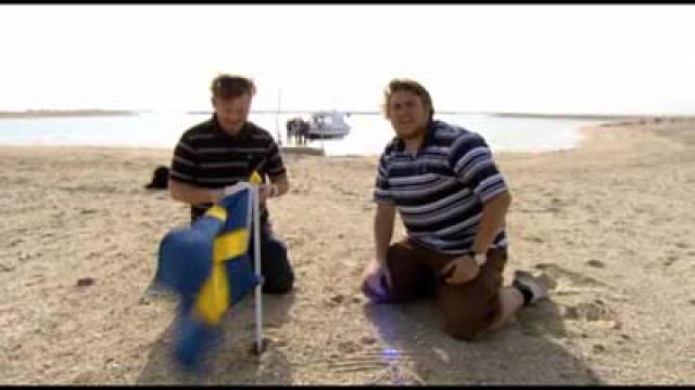 Erik & Mackan första svenskar att landstiga på konstgjorda ön Sweden Island i Dubai
