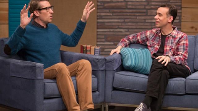 Fred Armisen Wears Black Jeans & Glasses
