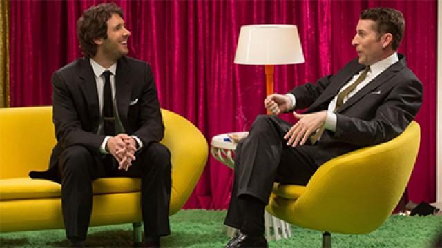 Josh Groban Wears a Suit & Striped Socks