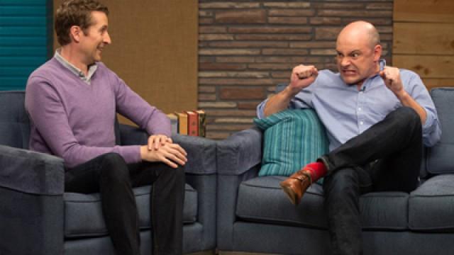 Rob Corddry Wears Tan Dress Shoes & Red Socks