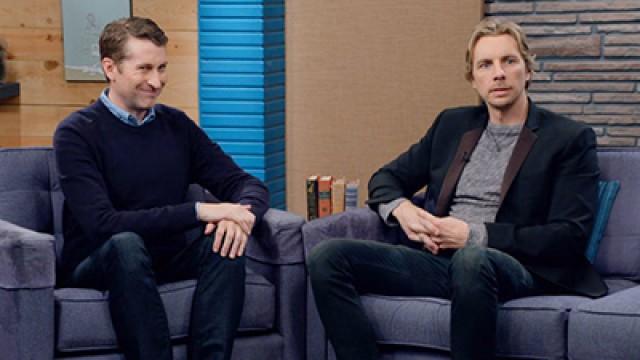 Dax Shepard Wears a Heather Grey Shirt and Black Blazer