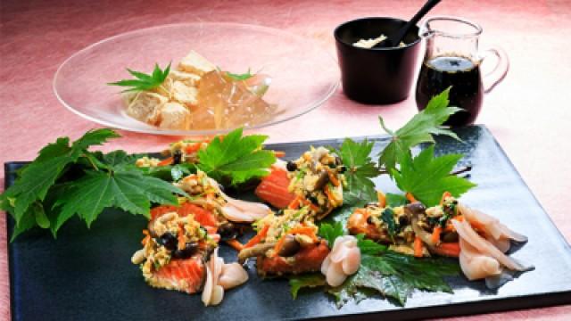 Authentic Japanese Cooking Nishiki-yaki Steamed Salmon