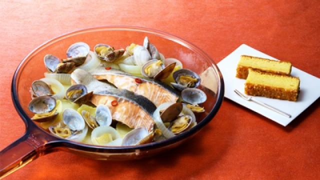 Rika's TOKYO CUISINE Sake-steamed Salmon, Potatoes, and Clams