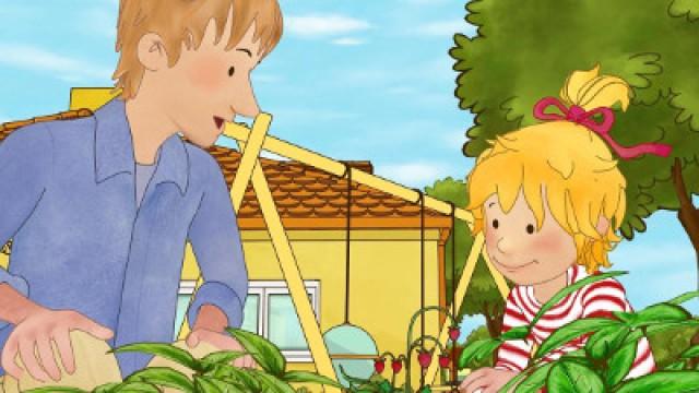 Conni hilft Papa im Garten