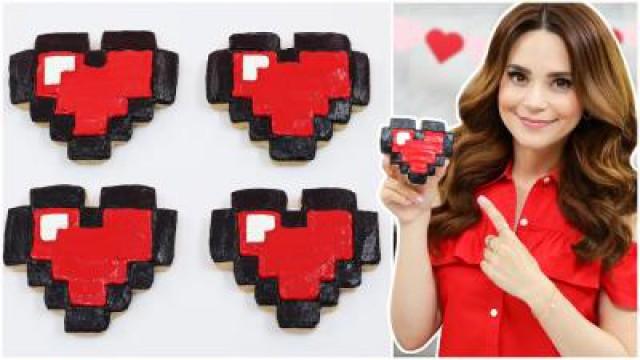 Pixel Heart Cinnamon Cookies