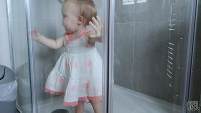 BABY TRAPPED IN A SHOWER!!