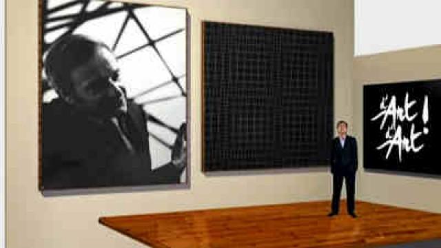 Morellet, François, Deux trames de grillage superposées sur un bois dond noir inclinaison -4°+4°