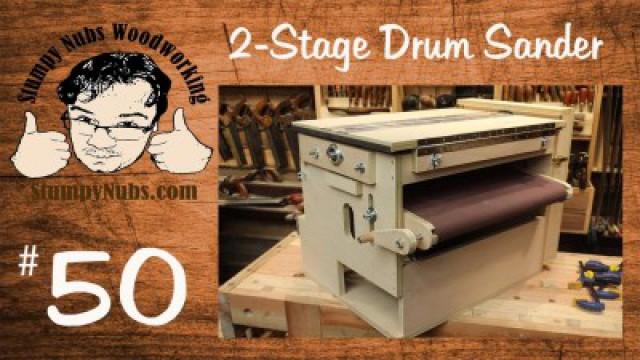 Homemade TWO STAGE drum sander with Sand Flea and feed belt features