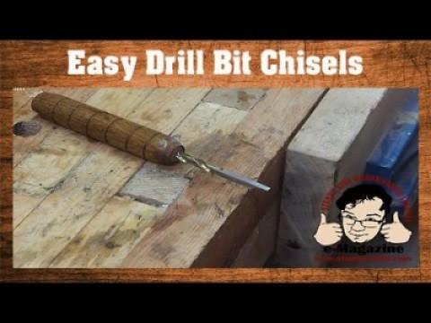 Make your own wood chisels out of old drill bits- Create custom sizes