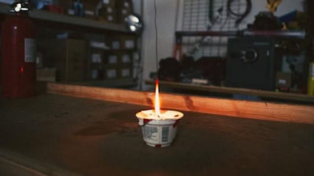 Improvising a Candle with Baby Oil and Yogurt