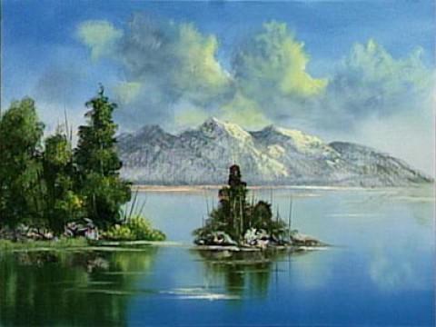 Mountain Lake and Island