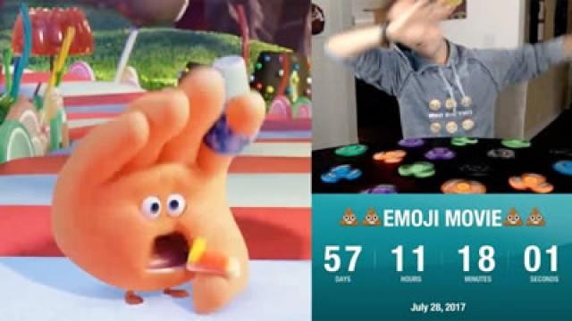 Counting down to The Emoji Movie while spinning 15 fidget spinners and dabbing every 60 seconds