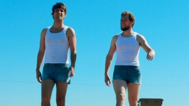 Strong boys wear booty shorts.
