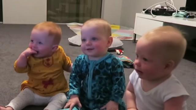 Baby Triplets React to Photos of Themselves