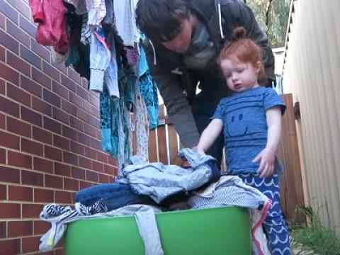 Toddler Helps With Laundry!