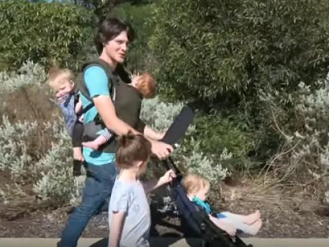 Tandem Babywearing Triplet Daddy!