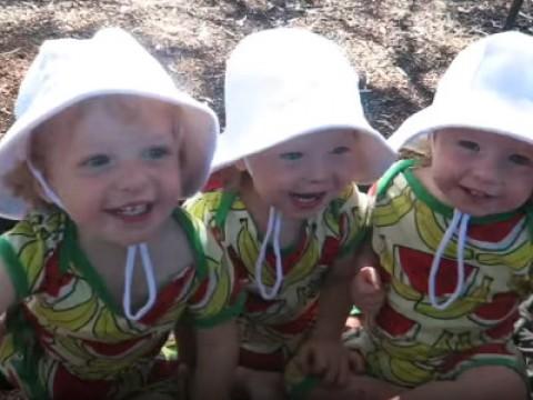 Adorable Laughing Triplets on a Swing!