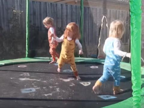 Toddler Triplets Trampoline Tricks!