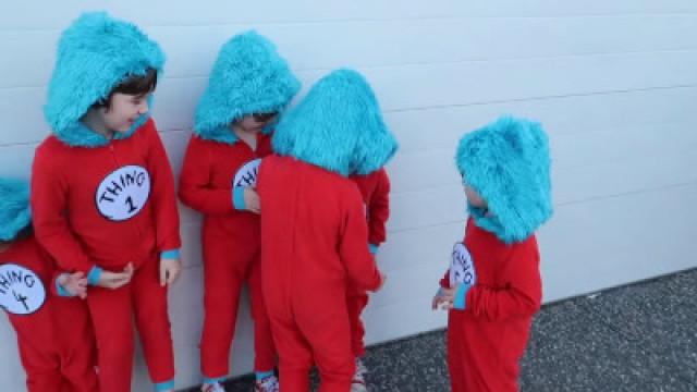 Thing 1, 2, 3, 4, 5, & 6! Dr Seuss Sibling Dress Up Homeschool Disco!
