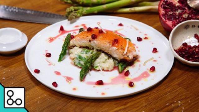 Saumon & risotto asperges-grenades