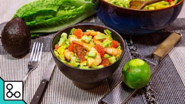 Salade romaine crevettes & vinaigrette au curry