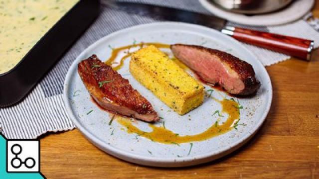Magret de canard et polenta croustillante
