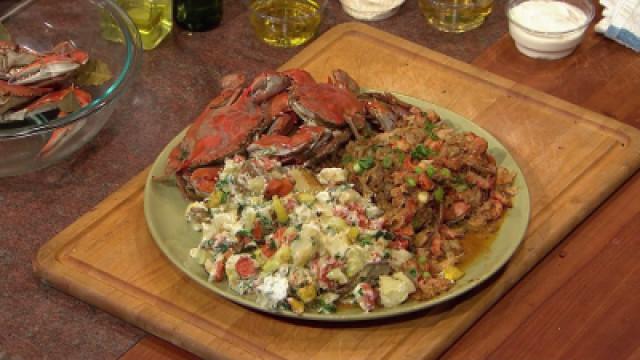 Boiled & Baked Blue Crab with Potato Salad and Slaw