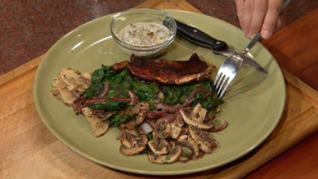 Blackened Turkey Breast with Cilantro Cream and Swiss Chard Salad