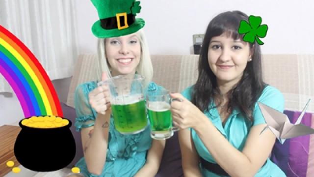 St. Patrick's Day! - 2 garotas bêbadas fazendo origami