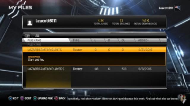Giant Players V Tiny Players Roster Upload