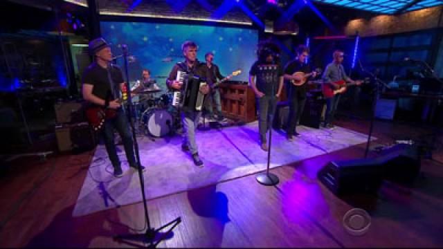 David Letterman, Paul Shaffer, Charlie Rose, Donald Trump, Tracy Wolfson, Counting Crows, guest host Regis Philbin