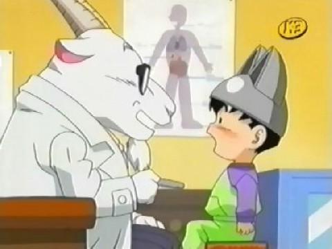 Sin sentido, Arale se convierte en enfermera