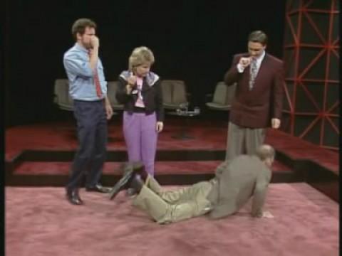Ron West, Sandi Toksvig, Tony Slattery, Rory McGrath