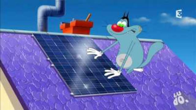 Oggy tombe dans le panneau