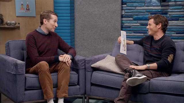 James Marsden Wears Gray Pants and Black High-Top Sneakers