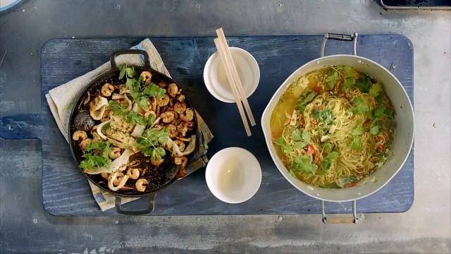 Zuppa di noodle, chili vegetariano