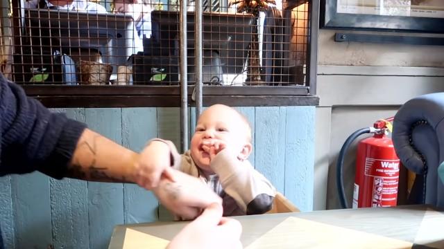 BABY REACTS TO EATING PUDDING (first time)