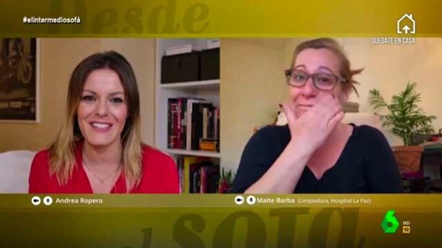 (13-04-20) La emoción de una limpiadora al recordar que son calificadas como "factor de bajo riesgo": "El mismo derecho tiene una enfermera que una limpiadora"