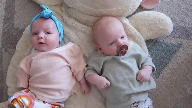 TWINS TEETHING AT TWO MONTHS OLD