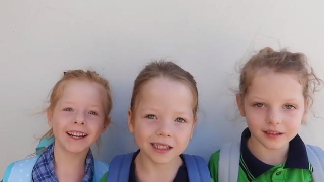 TRIPLETS FIRST DAY OF SCHOOL