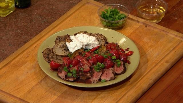 Pan Seared Steak with Strawberry Compote