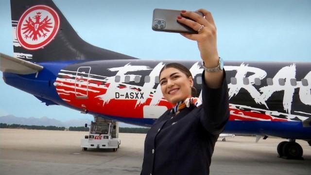 Der neue Eintracht-Flieger am Flughafen