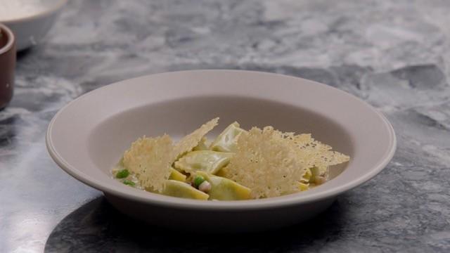 Agnolotti with Peas and Bacon