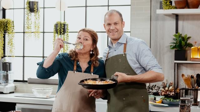 Spaghettinis palourdes / Gratin patates, chou-fleur et merguez
