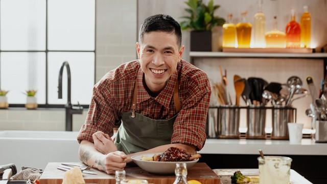 Côtes levées de boeuf braisées et iiz croustillant aux champignons / Brocoli à la césar