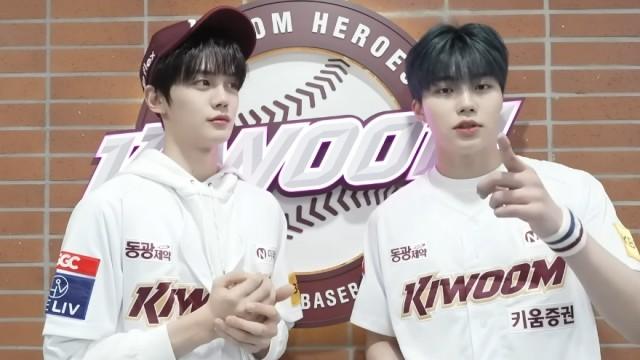 GYU VIN & GUN WOOK’s KIWOOM HEROES First Pitch and Hit Behind