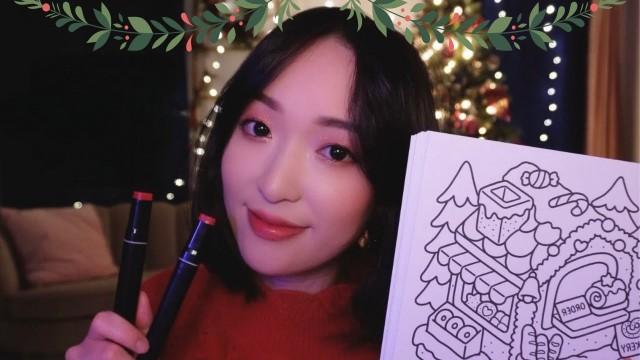 ASMR ✨ Coloriage de Noël mignon et cozy (bruits de feutres, chuchotements... ) ✨