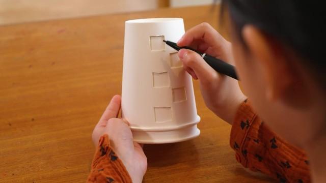 ▽紙コップ紙コップ暗号 お母さんにお願い!